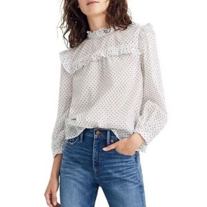 Madewell White Black Polka Dot Blouse